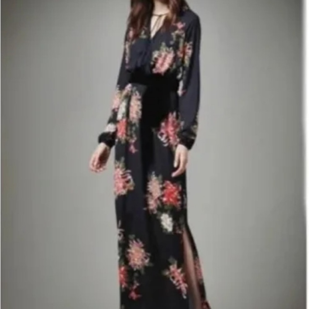 Long black floral dress